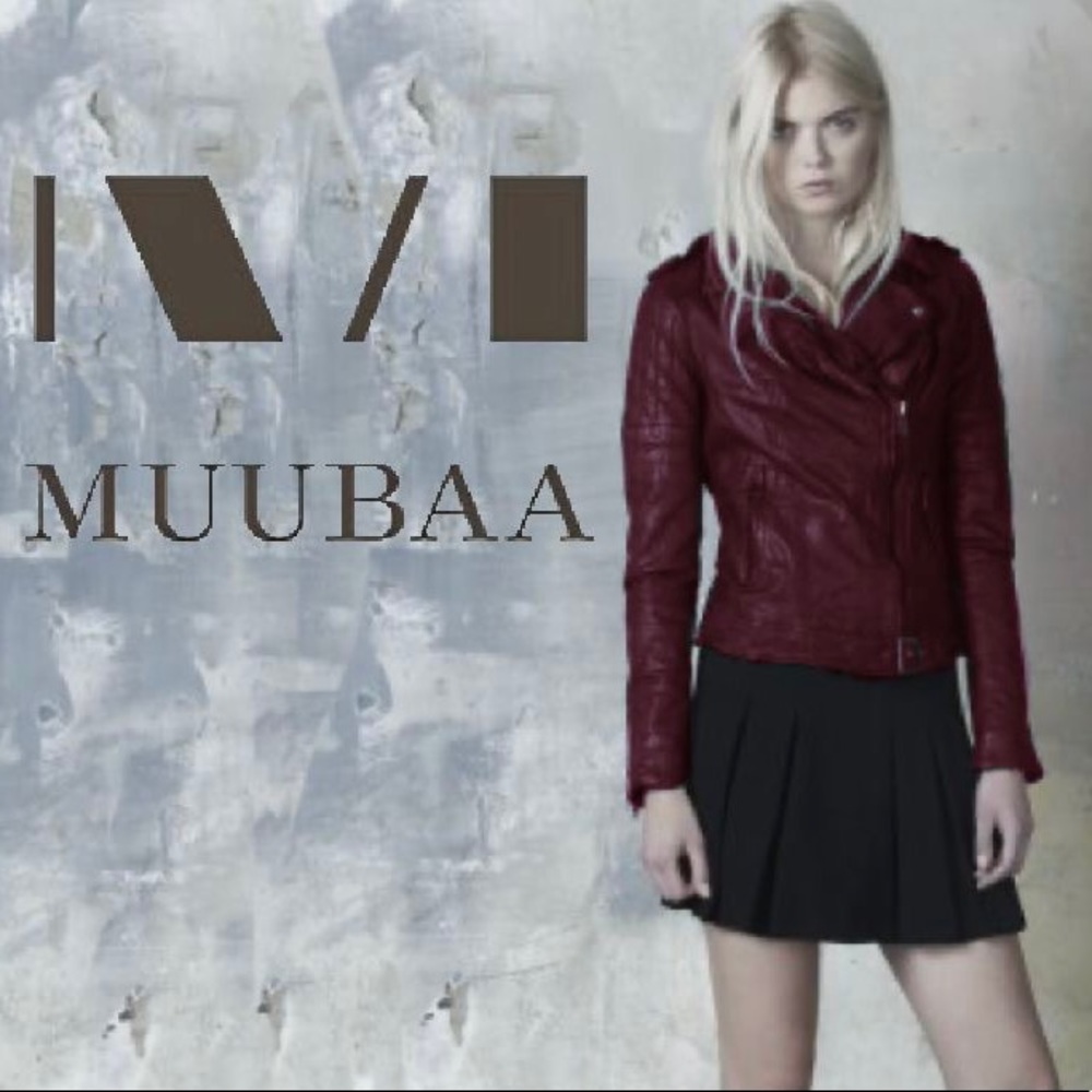 Muubaa Nido Leather Quilted Biker Jacket Deep Red